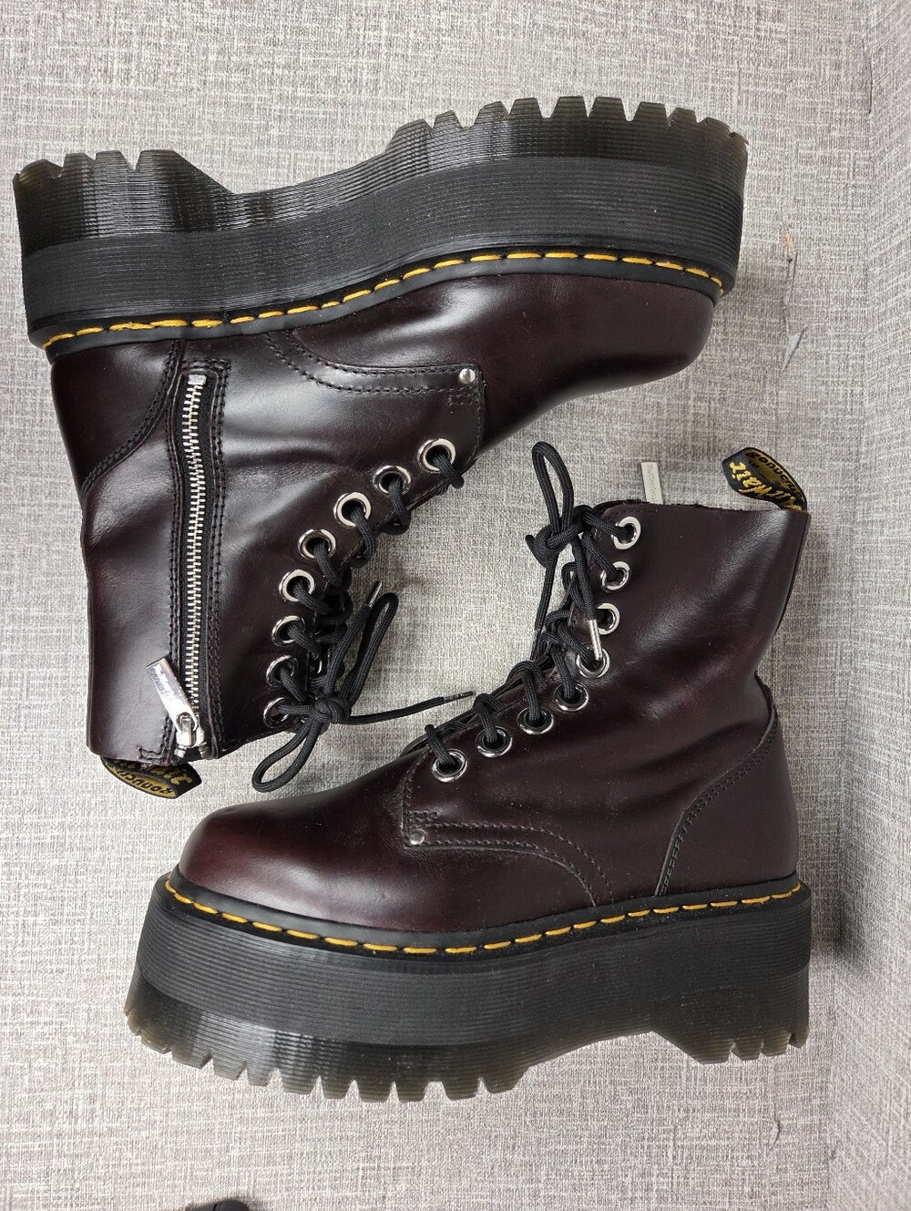 RARE Dr. Doc Martens Jadon Max Leather Platform Boots Oxblood Red Womens 8 EU39 - Picture 7 of 11